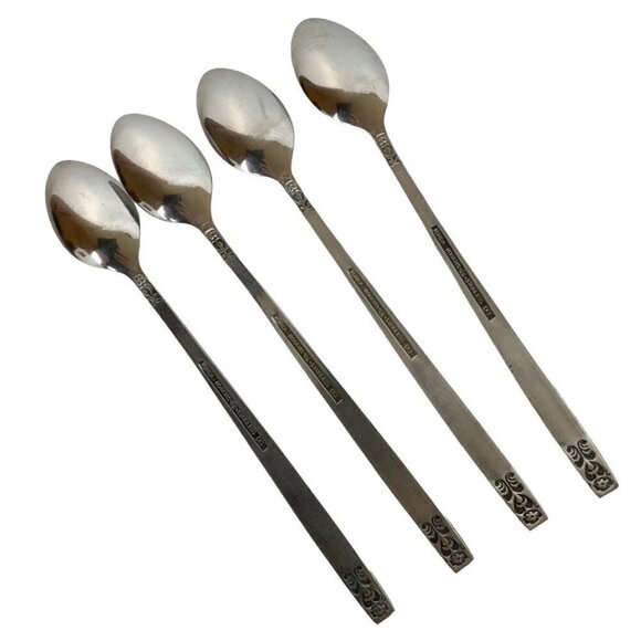 Rogers Stanley Roberts Danesmore 4 Iced Tea Spoons Satin Stainless Steel 1970s - Picture 2 of 4